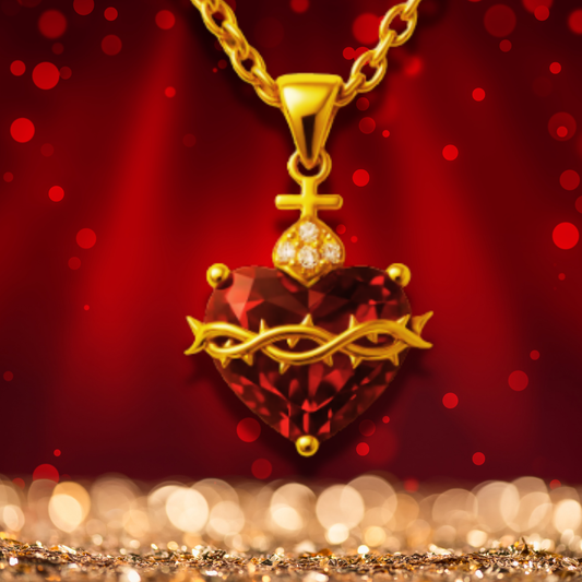 Colgante y collar de rubí del sagrado corazón