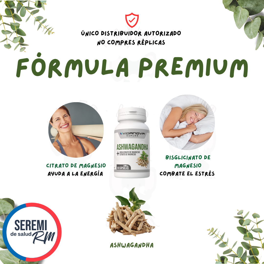 Ashwagandha + Magnesium 1000mg (60 cápsulas) – Defensa, Equilibrio y Energía Natural