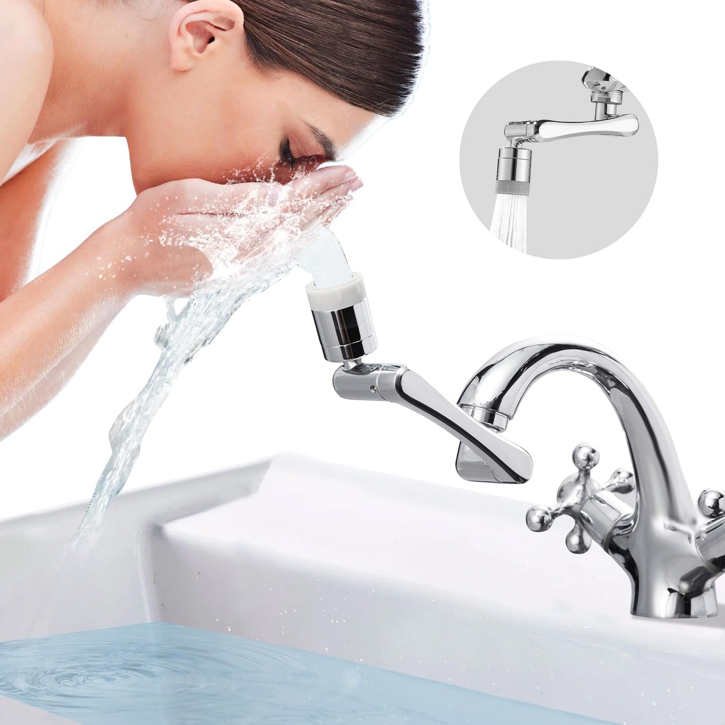Extensor de Grifo Giratorio 1080° – Brazo Robótico Universal Multifuncional para Lavar Manos, Cabello, Cara y Más