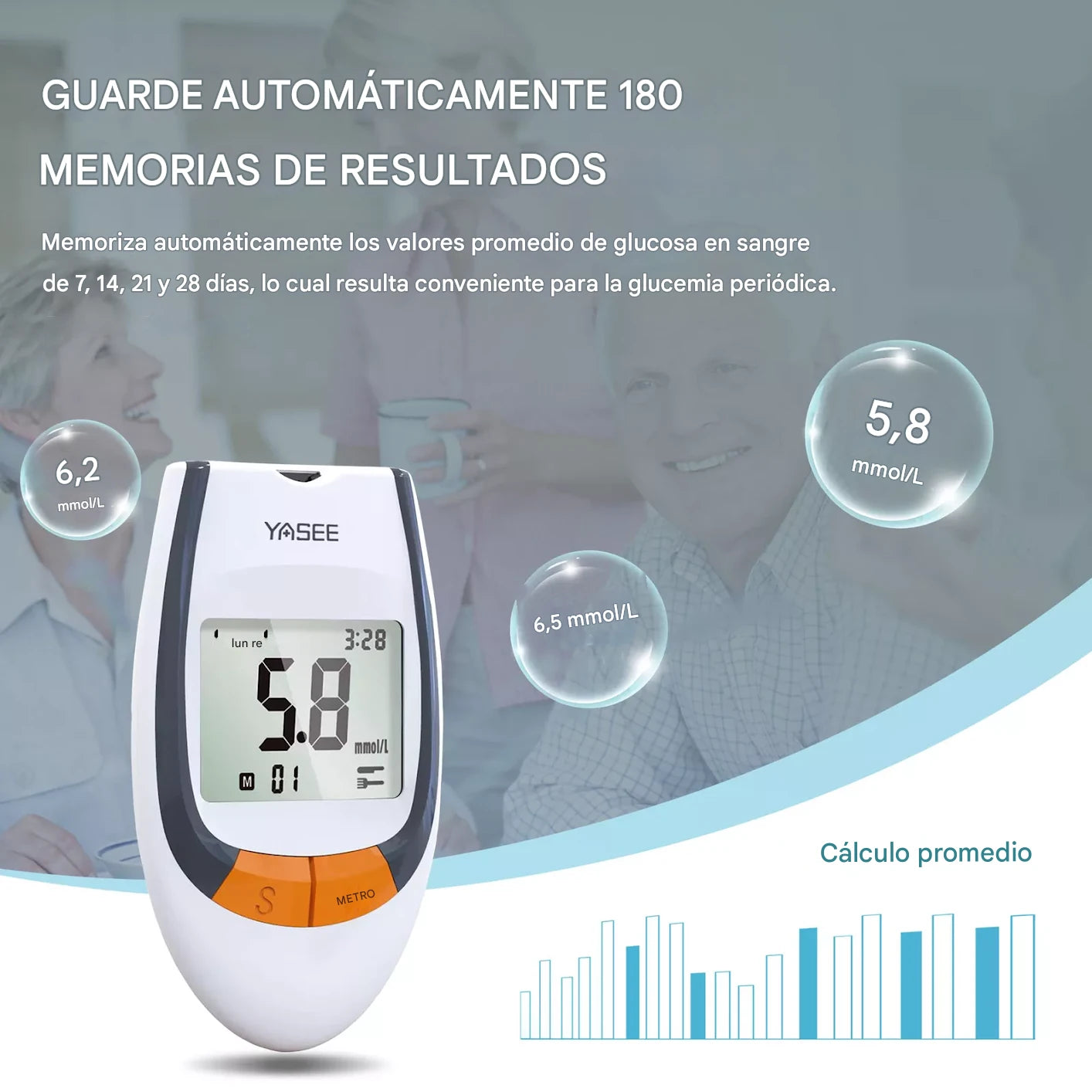Medidor de Glucosa en Sangre YASEE GLS‑77 – Kit Completo (50 Tiras + 50 Lancetas)