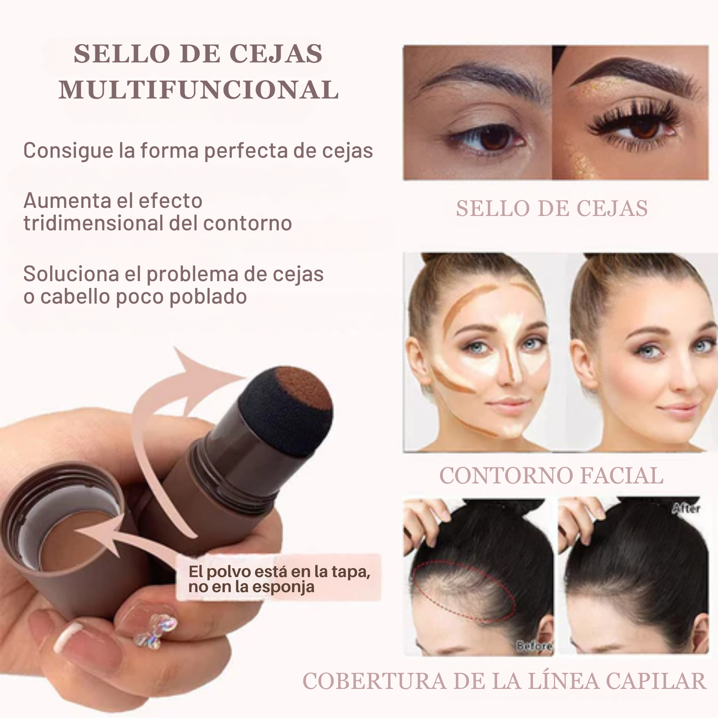 Polvo de Cejas 3 en 1 MYHO™ – Sella, Perfila y Contornea en Segundos