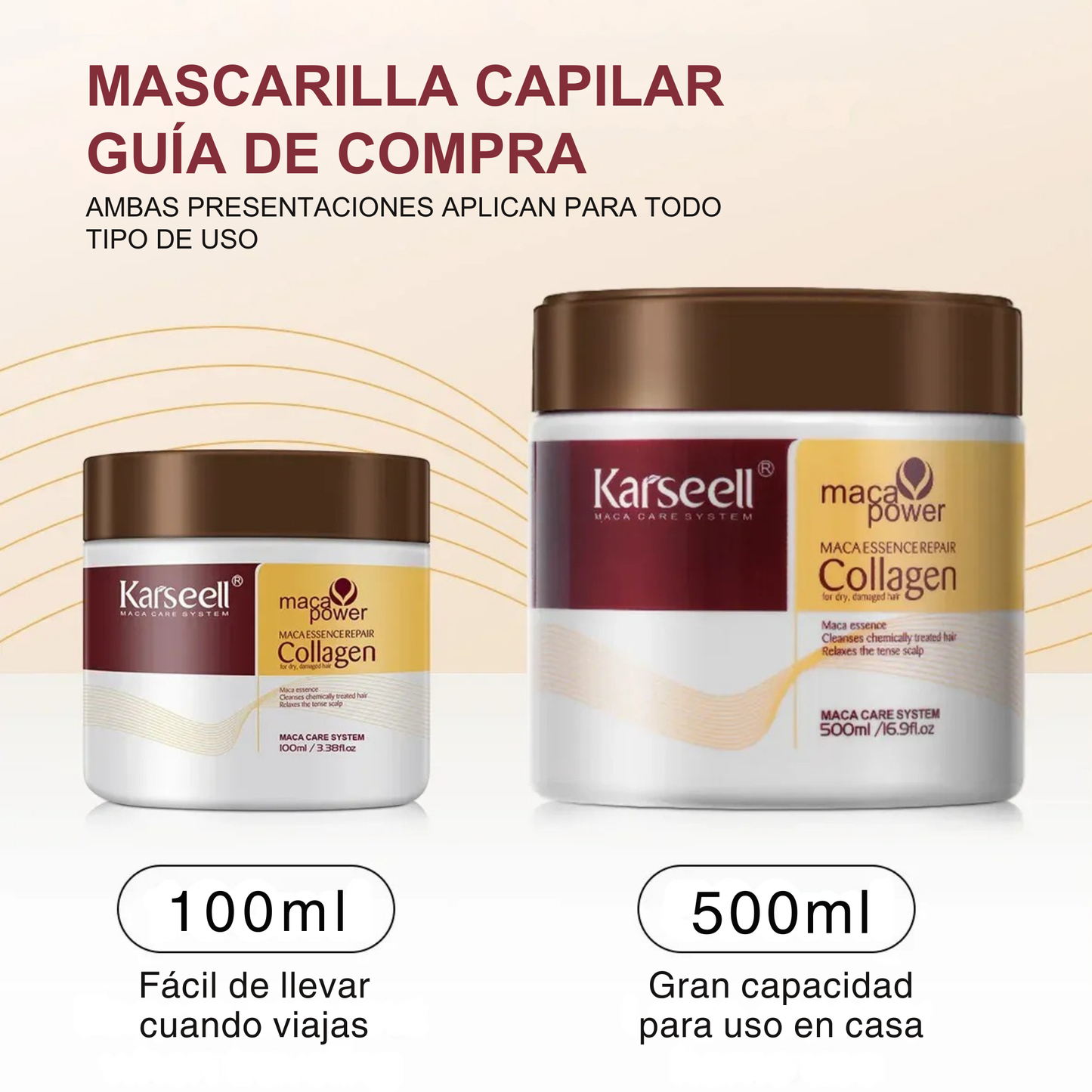 Mascarilla Capilar Karseell® con Colágeno y Aceite de Argán – Reparación, Hidratación y Brillo 500ml
