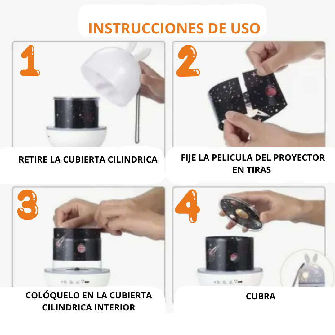 Lámpara Proyectora Mágica de Estrellas y Figuras 360° Recargable