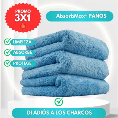 ¡PROMO 3X1! AbsorbMax® PAÑO PROFESIONAL DE MICROFIBRA SUPER ABSORBENTE