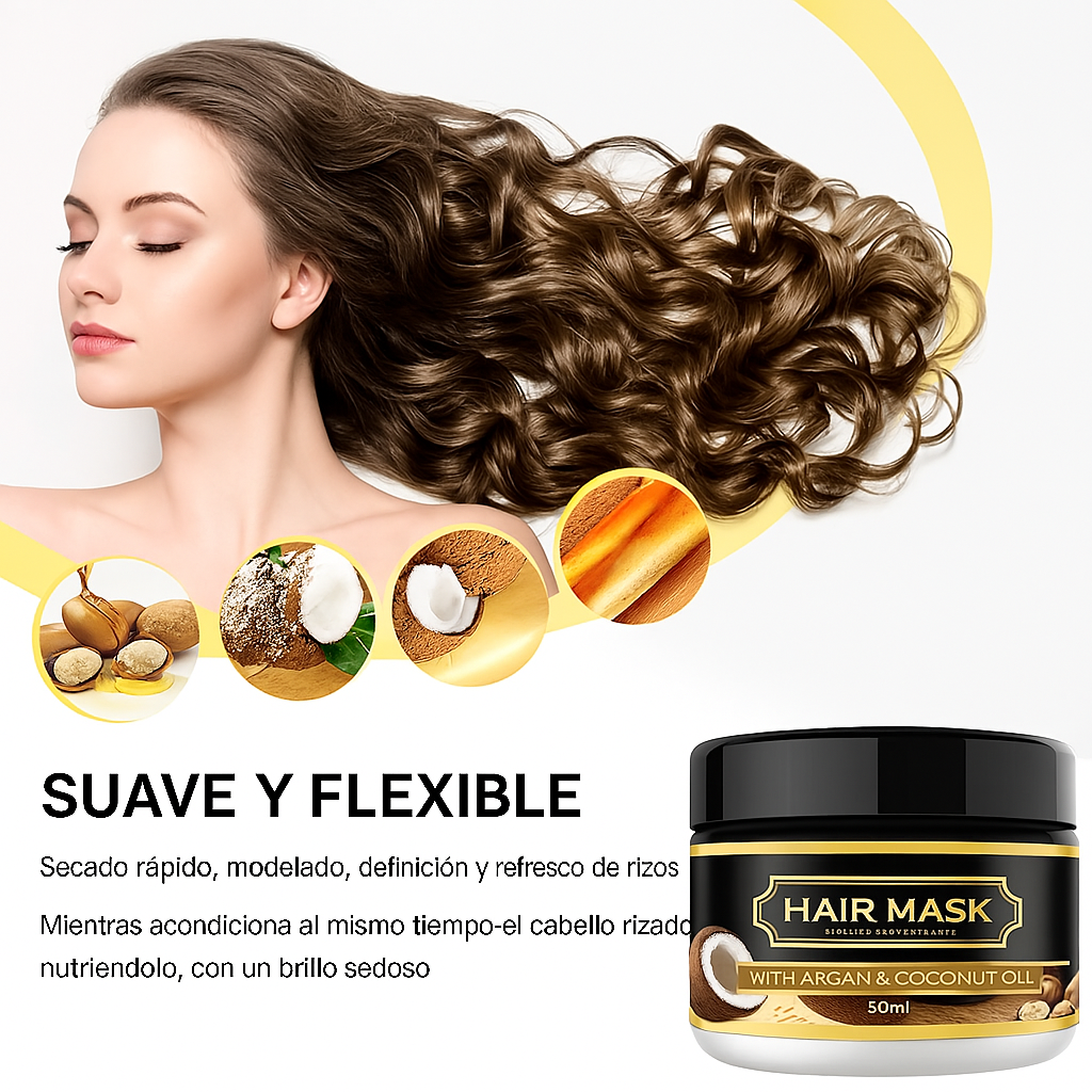 Mascarilla de queratina | Capilar Nutritiva con Argán y Coco – Suavidad y Brillo Instantáneo