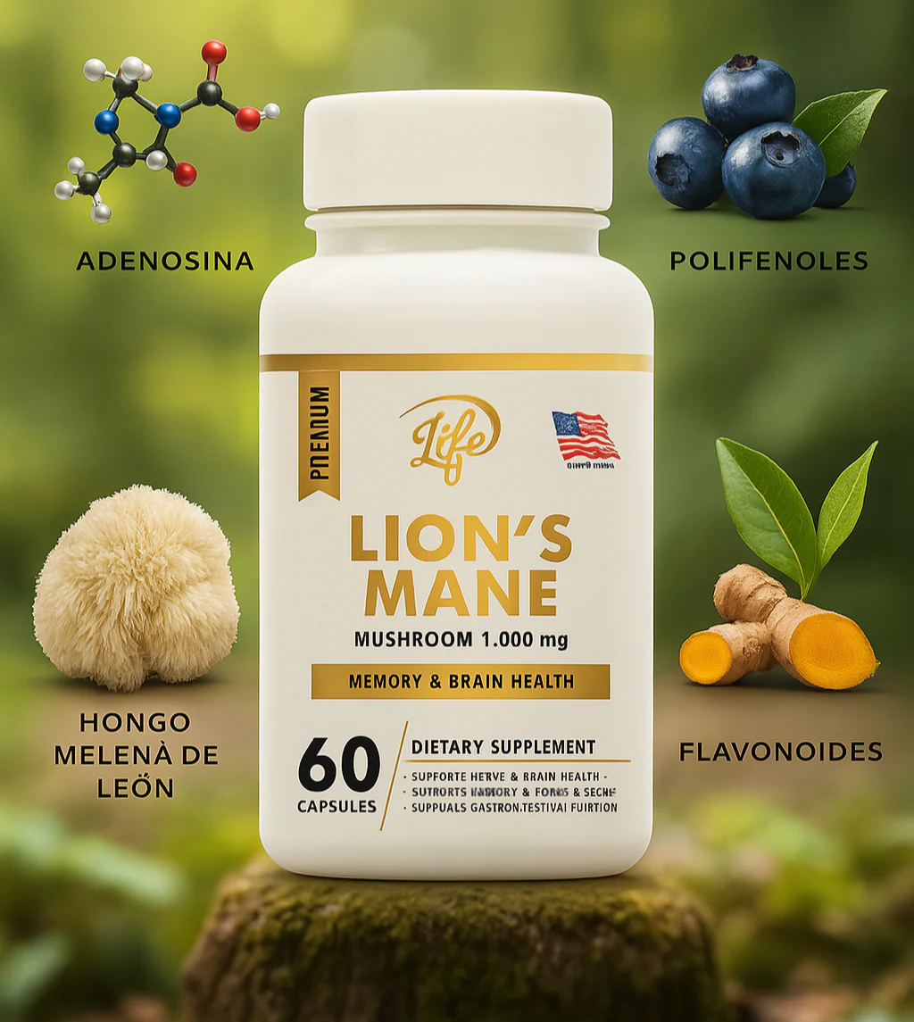 Lion’s Mane Premium – Cápsulas Naturales para Memoria, Concentración y Bienestar Cerebral