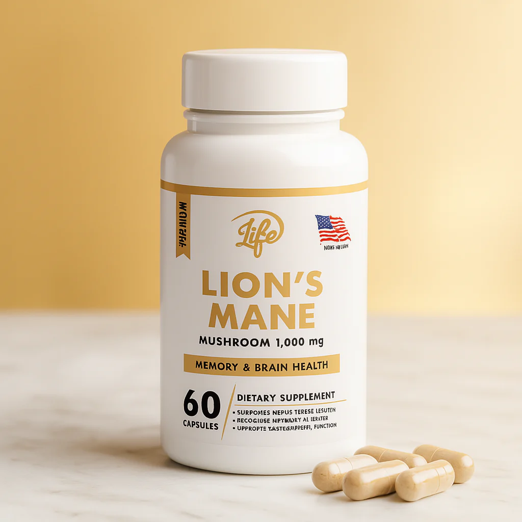 Lion’s Mane Premium – Cápsulas Naturales para Memoria, Concentración y Bienestar Cerebral
