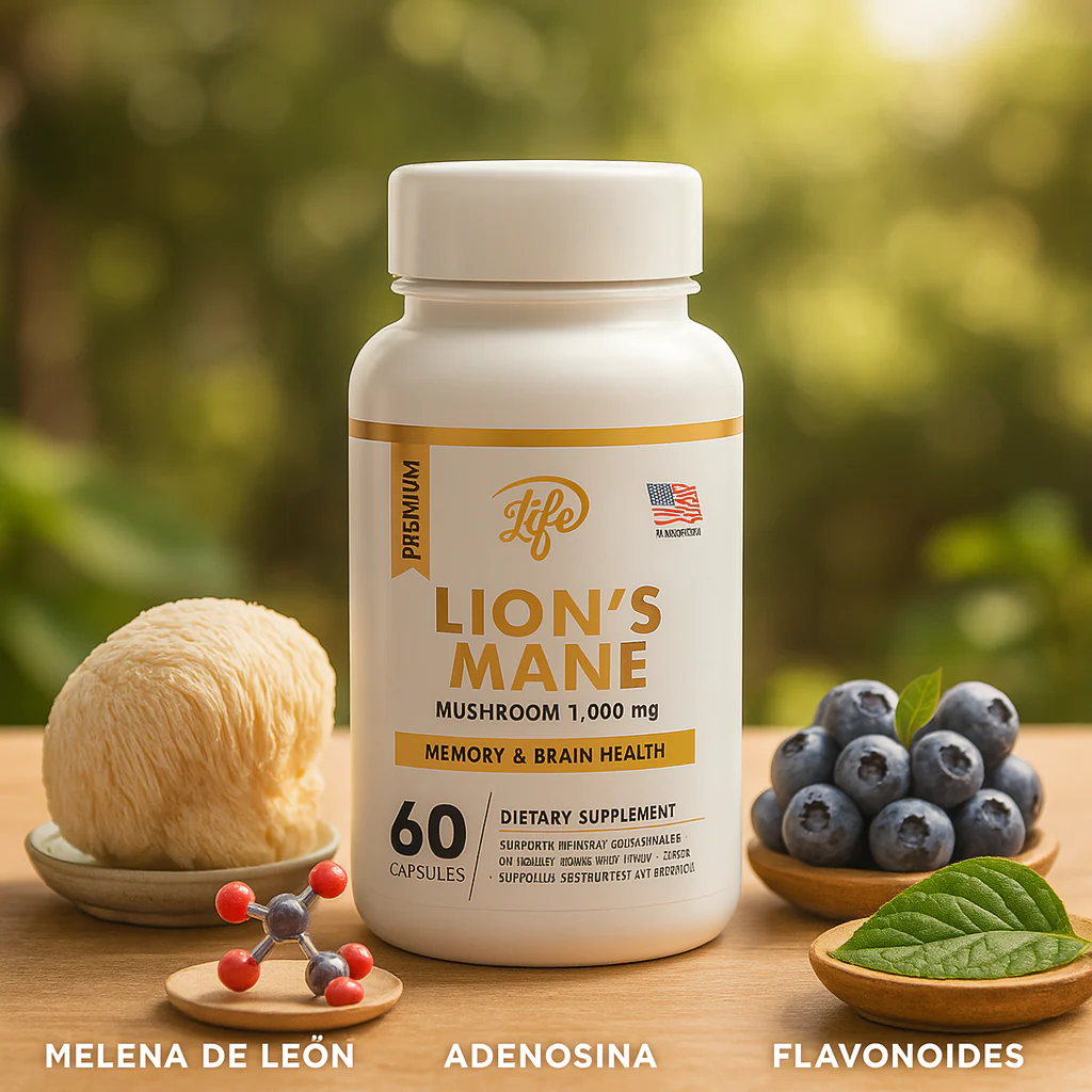 Lion’s Mane Premium – Cápsulas Naturales para Memoria, Concentración y Bienestar Cerebral