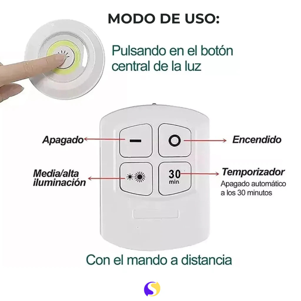 Set 3 Luces Led Inalámbricas Control Remoto!