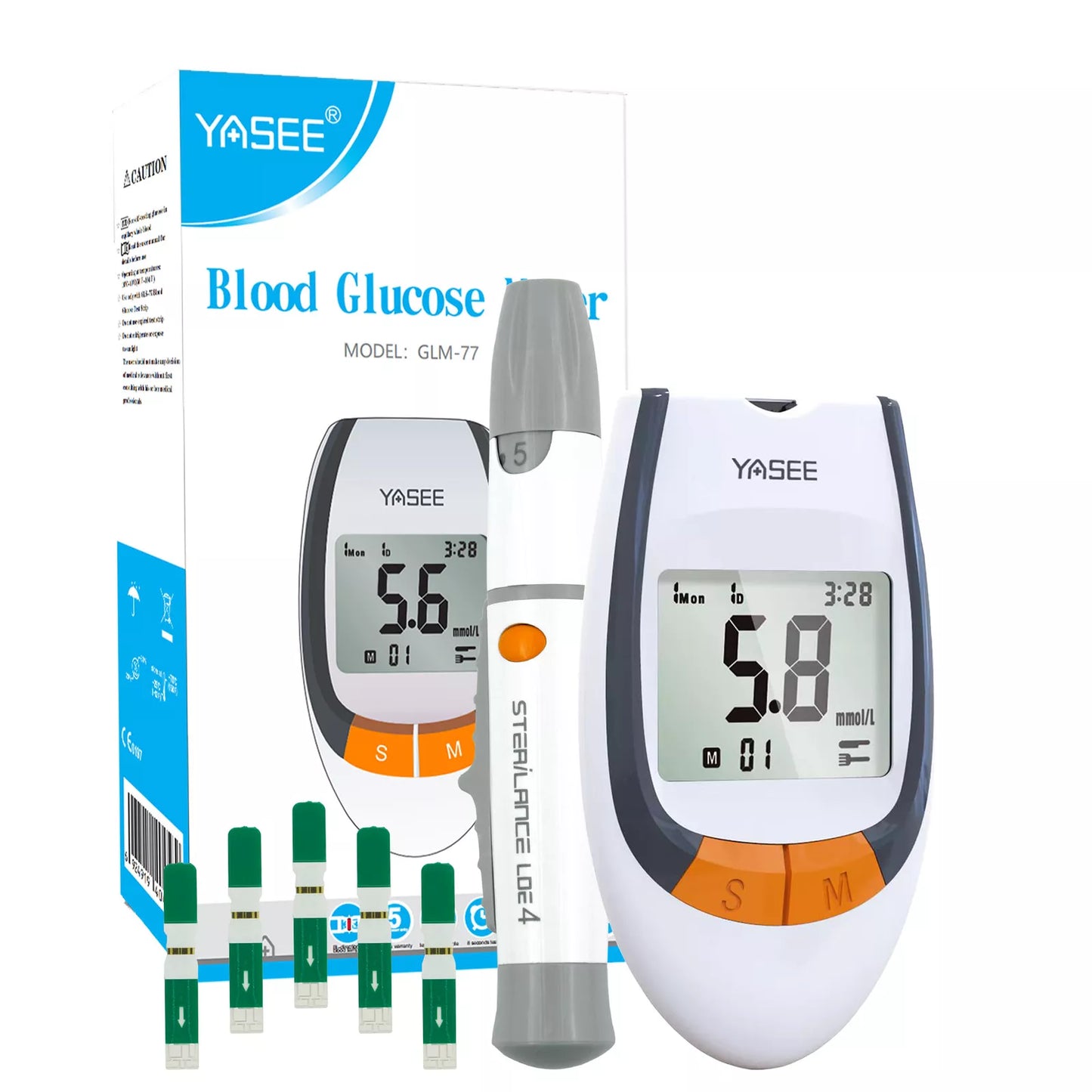 Medidor de Glucosa en Sangre YASEE GLS‑77 – Kit Completo (50 Tiras + 50 Lancetas)