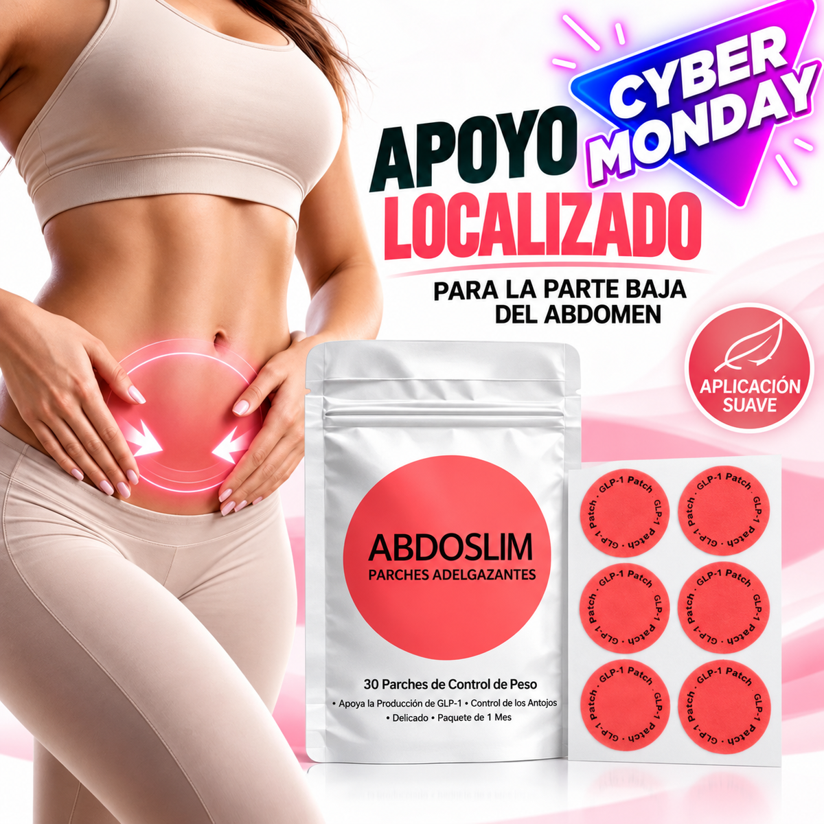 AbdoSlim Parches Abdominales - Apoyo suave y localizado para la parte baja del abdomen