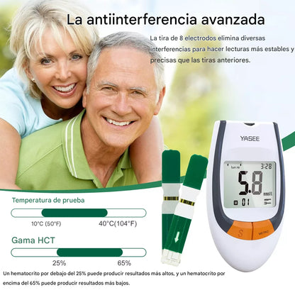 Medidor de Glucosa en Sangre YASEE GLS‑77 – Kit Completo (50 Tiras + 50 Lancetas)