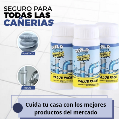 Pack x3 Limpiador Alcalino para Drenajes – Destapa WC, Duchas y Lavaplatos sin Esfuerzo