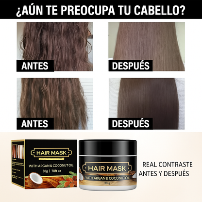 Mascarilla de queratina | Capilar Nutritiva con Argán y Coco – Suavidad y Brillo Instantáneo