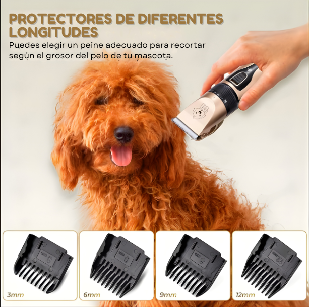 Recortador de pelo profesional para mascotas: silencioso, inalámbrico y preciso.