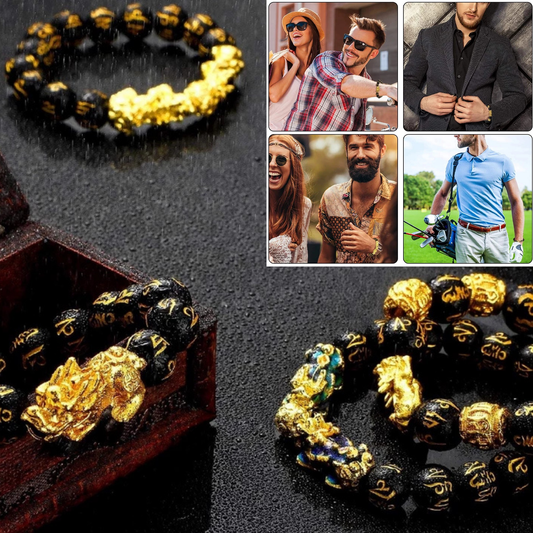 Pulsera Feng Shui PiXiu de Abundancia y Protección con Obsidiana Negra