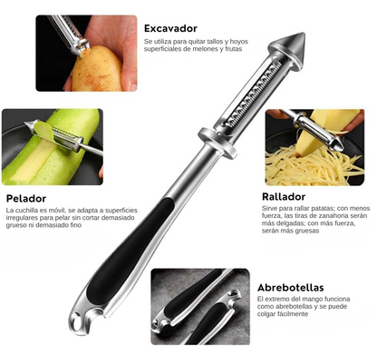SteelPro™ 5-en-1 Pelador de Acero Inoxidable | Pela, Ralla y Desescama sin Esfuerzo