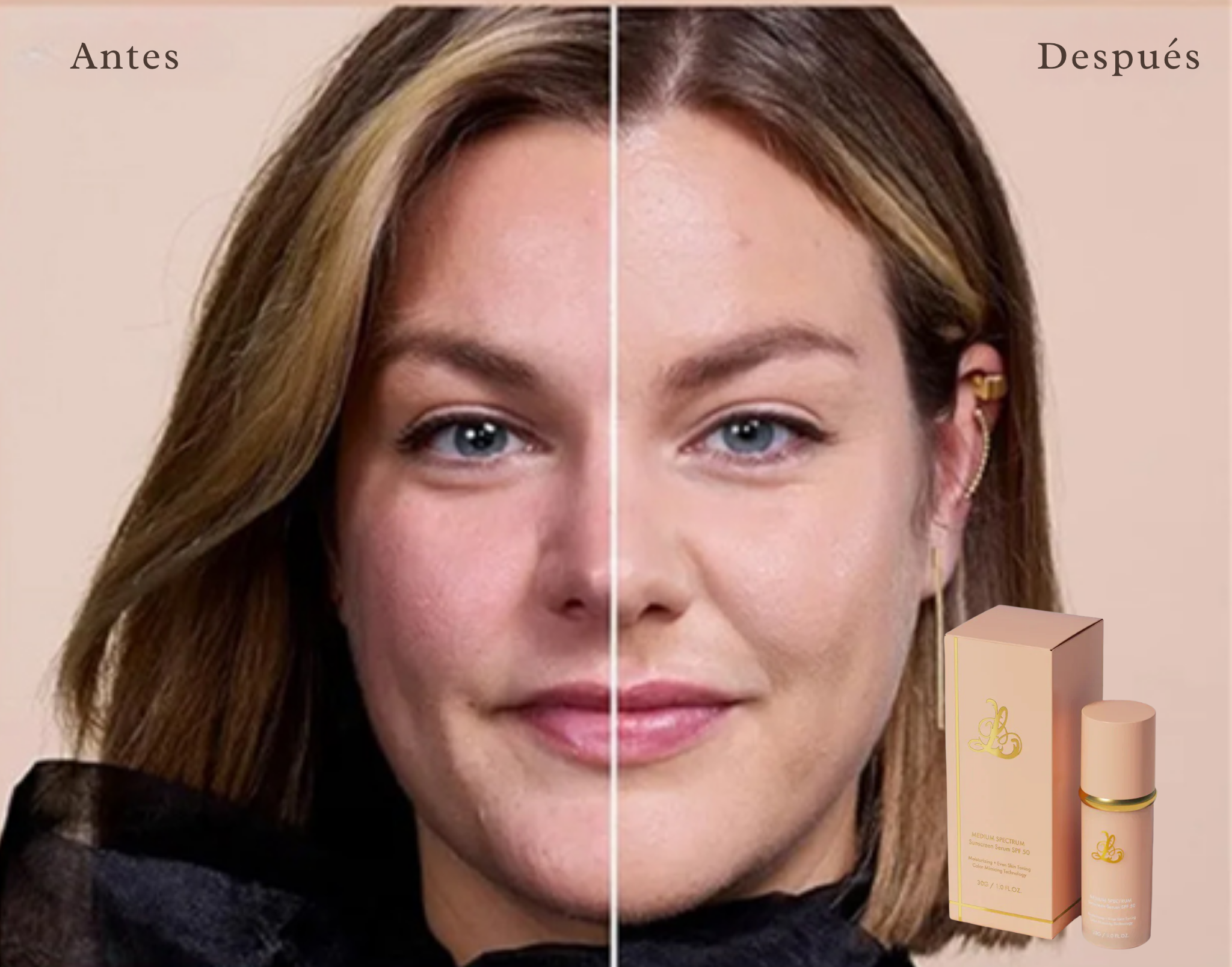 Base de Maquillaje 4 en 1 con Adaptación de Color – SPF 50, Hidratante, Antiedad y Vegana