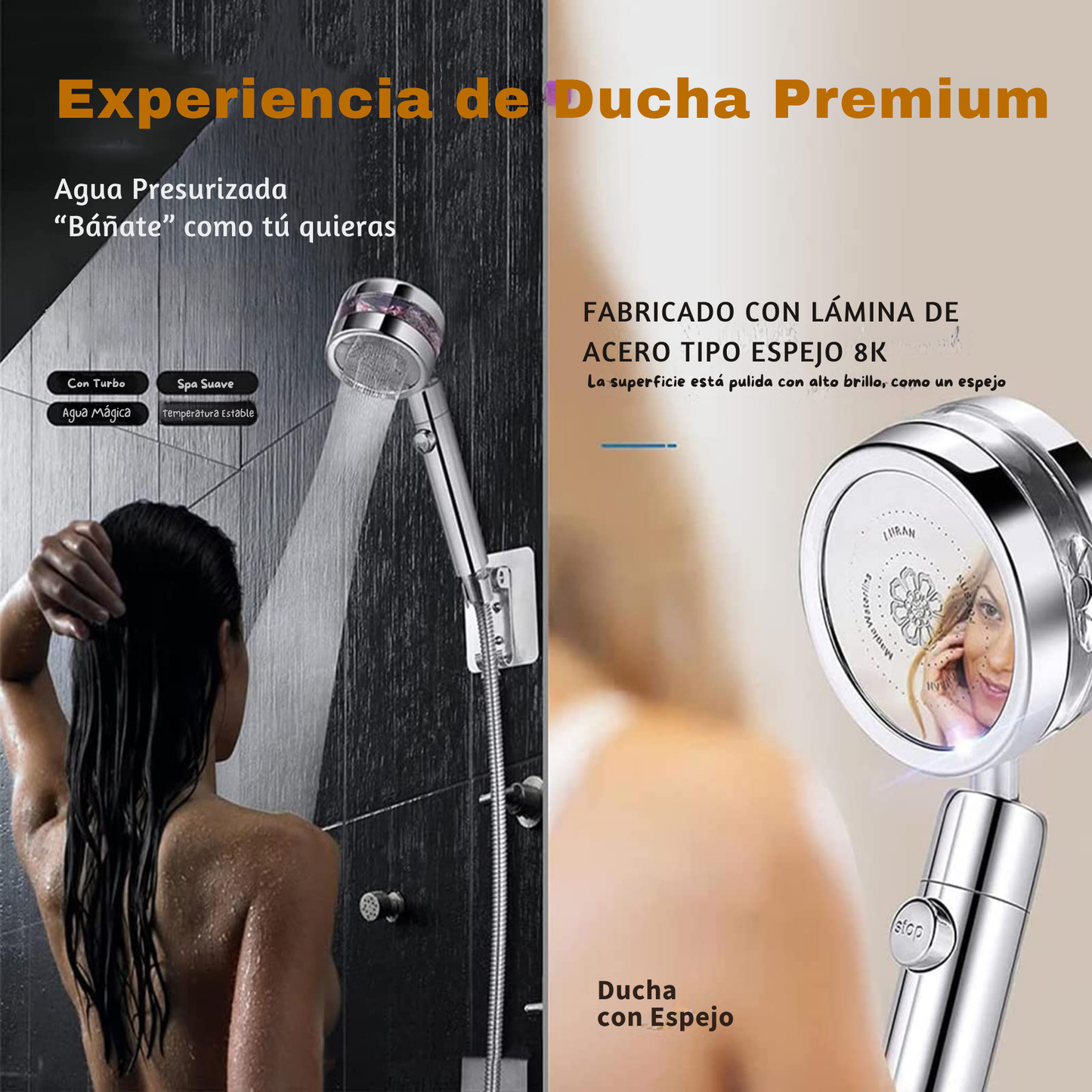 Cabezal de Ducha Turbo 360° | Ahorro de Agua y Alta Presión – ¡Más Vendido!