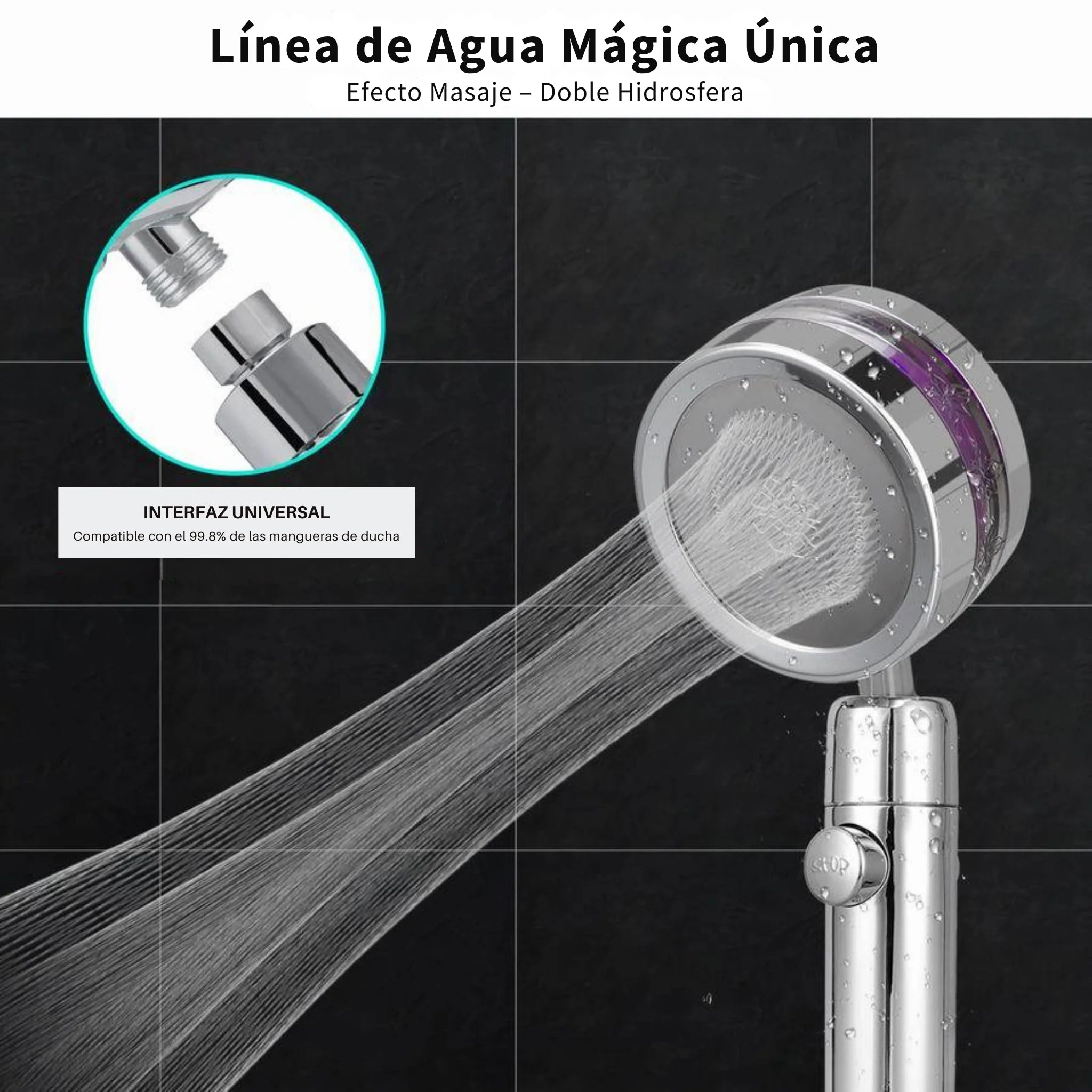 TurboShower™ 360° – Cabezal de Ducha de Alta Presión y Ahorro de Agua