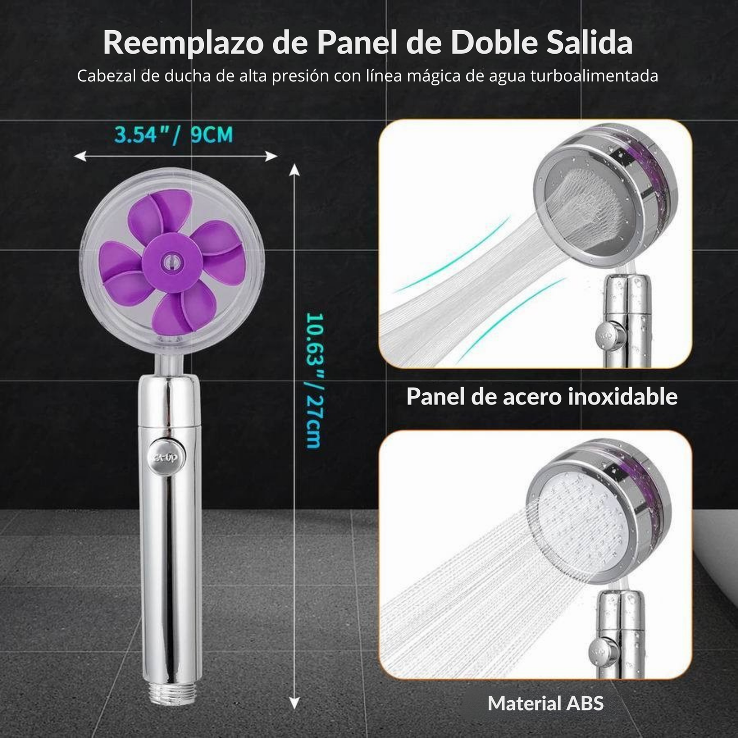 Cabezal de Ducha Turbo 360° | Ahorro de Agua y Alta Presión – ¡Más Vendido!
