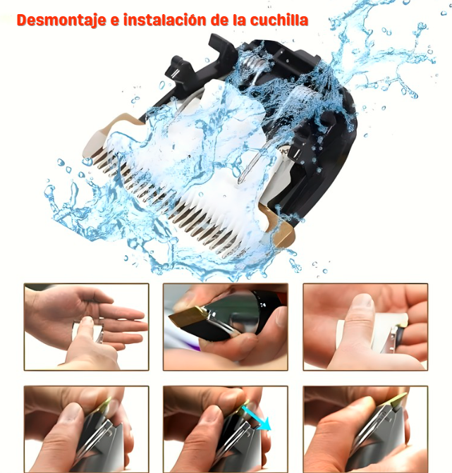 Recortador de pelo profesional para mascotas: silencioso, inalámbrico y preciso.