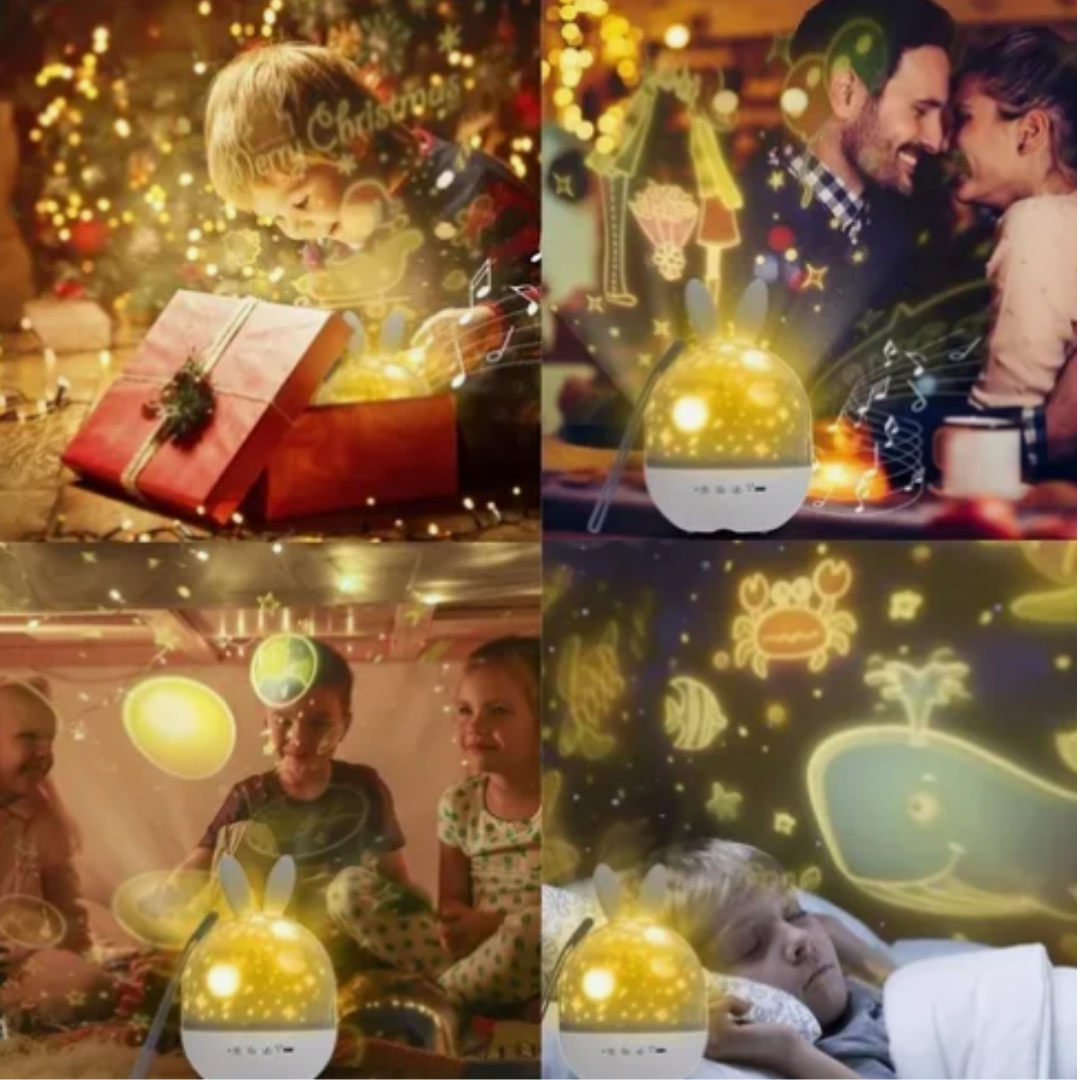 Lámpara Proyectora Mágica de Estrellas y Figuras 360° Recargable