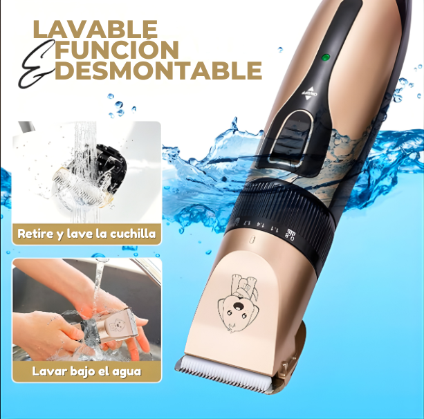 Recortador de pelo profesional para mascotas: silencioso, inalámbrico y preciso.