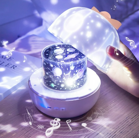Lámpara Proyectora Mágica de Estrellas y Figuras 360° Recargable