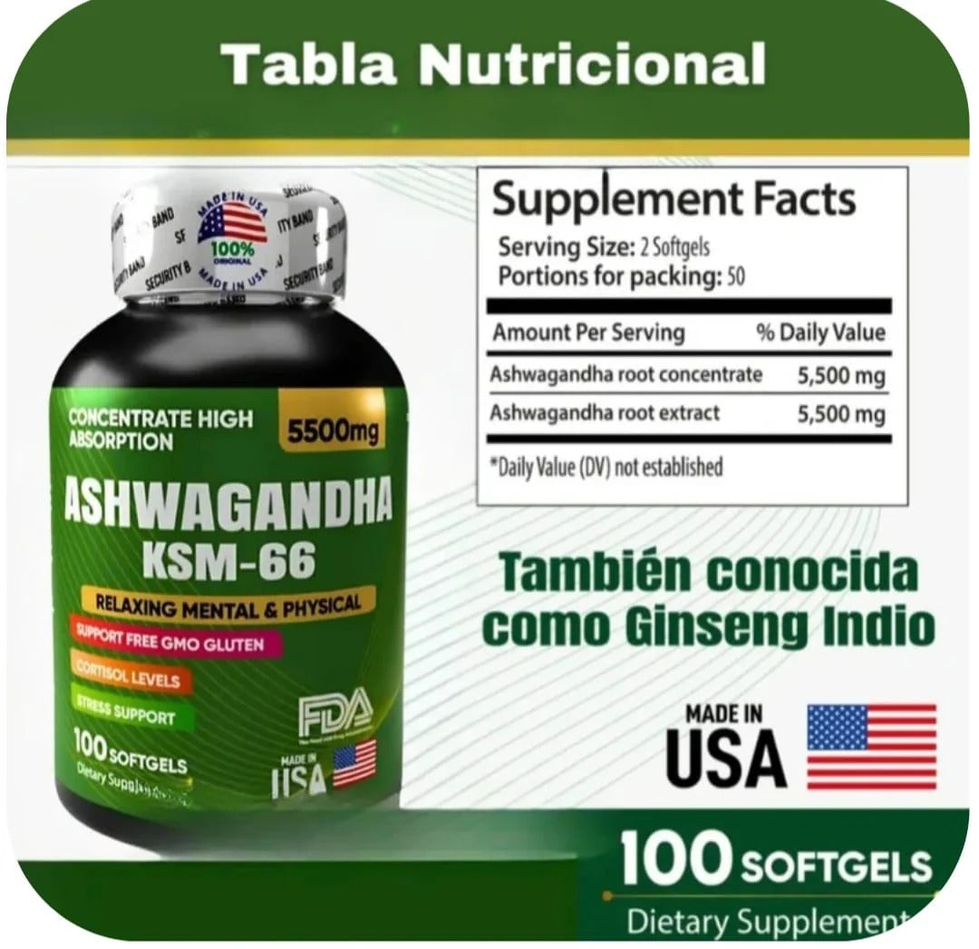 Ashwagandha KSM-66® – Antiestrés Natural, Energía y Sueño Profundo